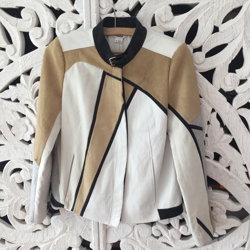 Helmut Lang Leather & Fur Jacket - Picture 1 of 8